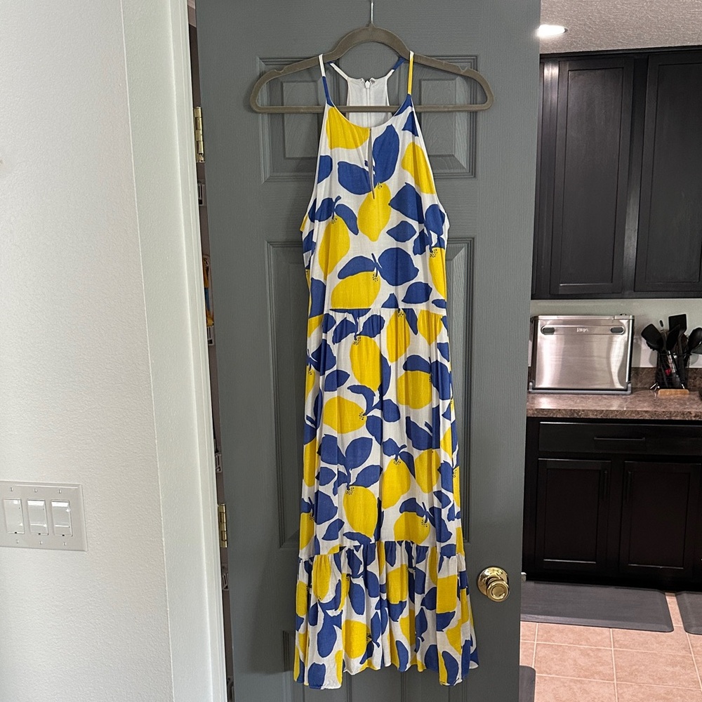 LOFT Ann Taylor Lemon Print Dress Size 4 Tall